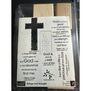Stampin Up! Refuge & Strength Rubber Stamp Set Religious Quotes & Designs 2007